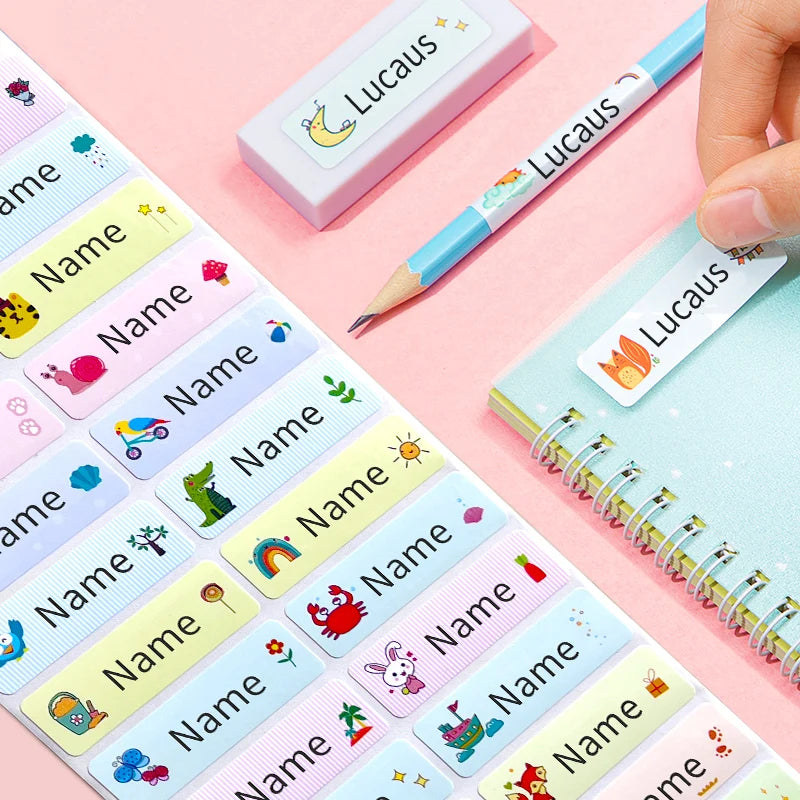 Personalized School Stickers Custom Name Labels for Kids Bottles & Pens & Cups- Waterproof Removable Durable Stationery Decals