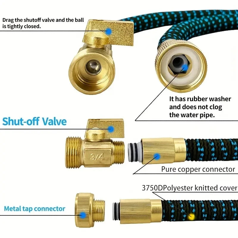 Flexible Expandable 25-100FT Magic Home and Garden Hose High Pressure House Watering Gun Set for Farm Irrigation Car Wash Pipes