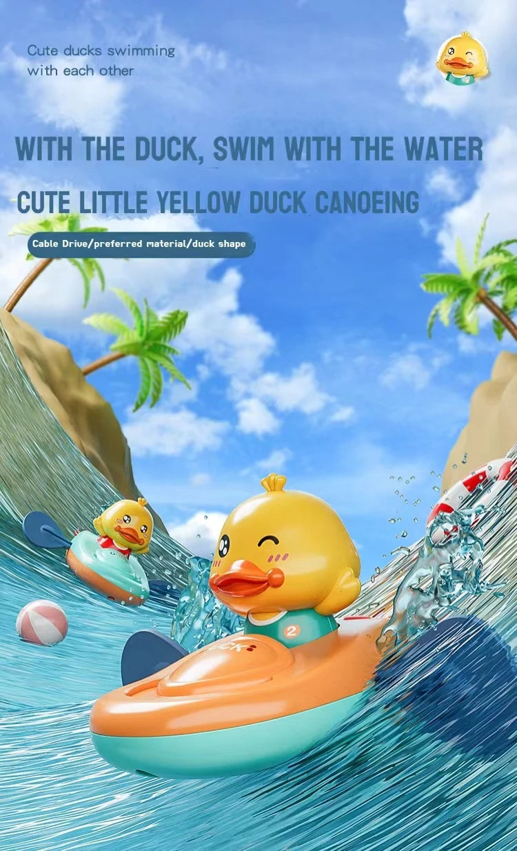 1 Pc Little Yellow Duck Kayak Toy Swimming Pool Bathroom Toy Classic Water Toy Cute Bath Toys Cartoon  Little Yellow Duck Boatin