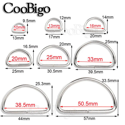 Metal D Ring D-rings Buckle for Belt Handbag Strap Bag Hardware Sewing Accessories 10mm 13mm 15mm 20mm 25mm 32mm 38mm 50mm