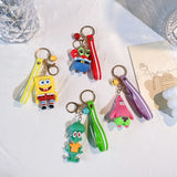 Bob Esponja - Llavero de PVC con forma de muñeco de plástico suave y creativo, colgante para coche, regalo pequeño