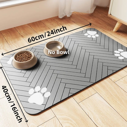 Tapete absorbente para comedero de mascotas, con respaldo de goma impermeable y secado rápido para perros y gatos.