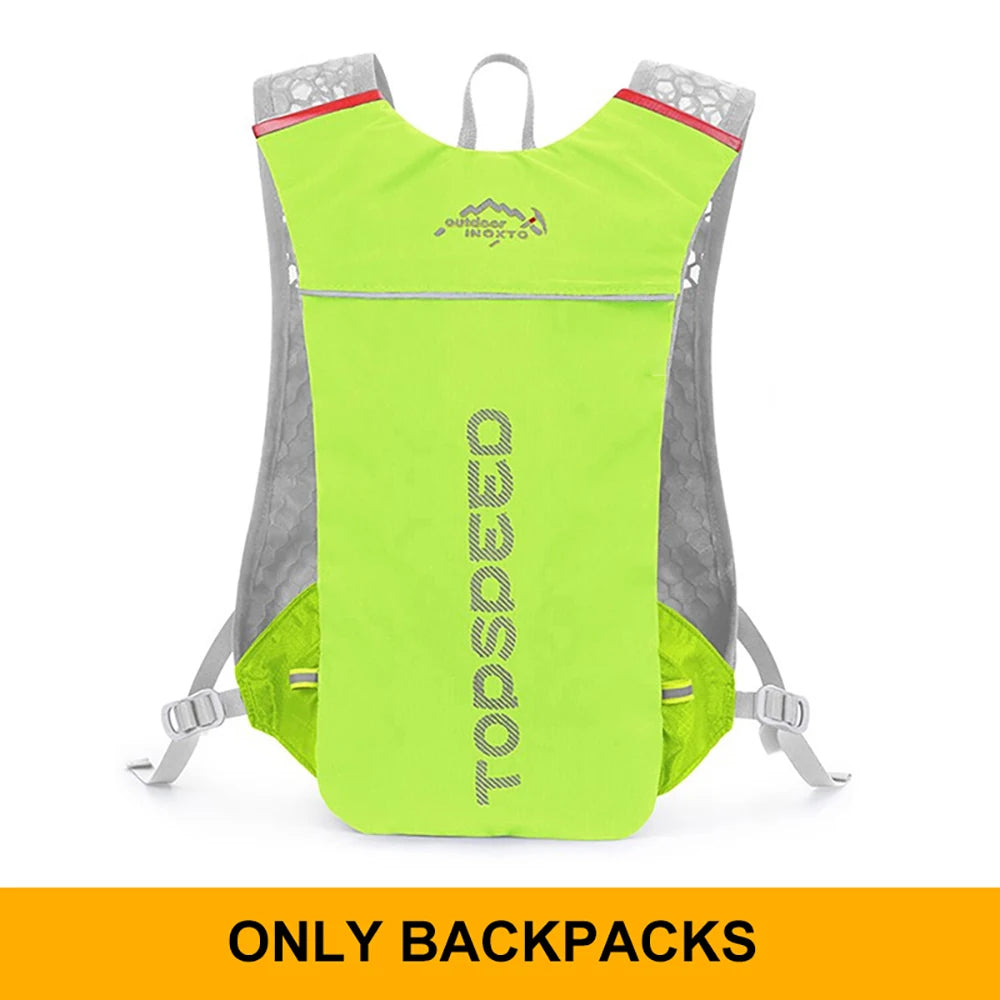 Mochila ultraligera de 5 l para correr en senderos al aire libre, chaleco de hidratación para correr, bolsa transpirable para ciclismo de maratón, botella de agua de 500 ml.