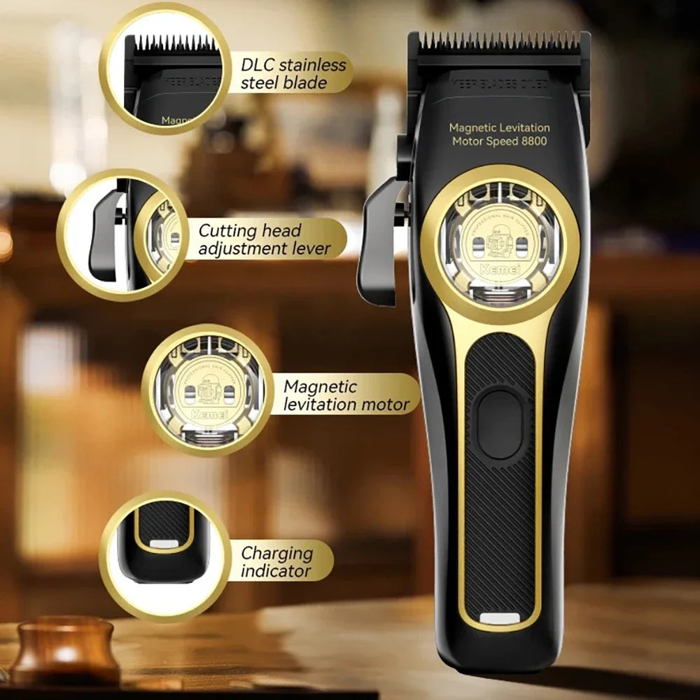 Kemei Hair Clippers KM-2373 Professional Cordless Hair Trimmer Electric Men Hair Cutting Machine Magnetic Motor 8800RPM Clippers