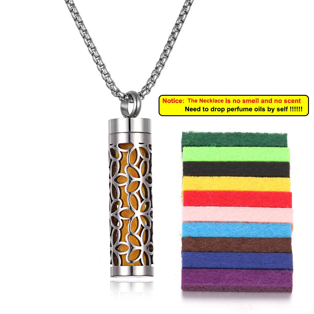Stainless Steel Aromatherapy Necklace Diffuser Pendant Aroma Diffuser Locket Perfume Essential Oil Diffuser Pendant Necklace