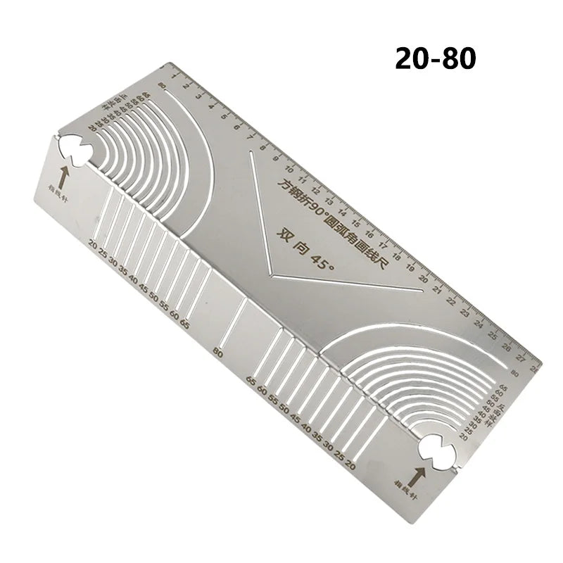 90 Degree Square Steel Bending Ruler Right Angle Arc Bending Drawing Line Ruler Building Parallel Line Drawing Cutting Marking