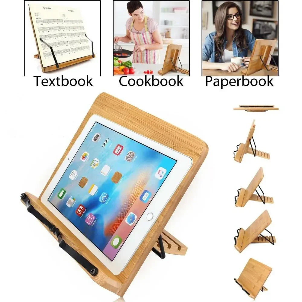 Bookends Jumon Bamboo Reading Desk Holder Sturdy Bookstand Textbooks Lightweight Portable Adjustable Book Cookbook Stand