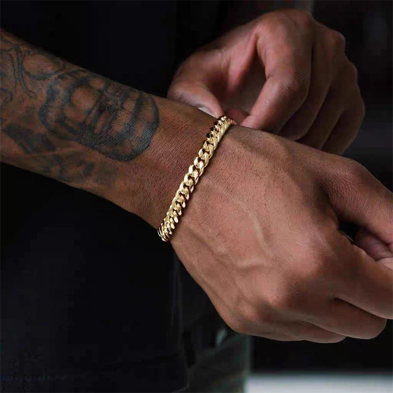 3-11mm Thick Waterproof Chain Bracelet for Men, Stainless Steel Cuban Chain Wristband, Classic Punk Heavy Men's Jewelry Gift