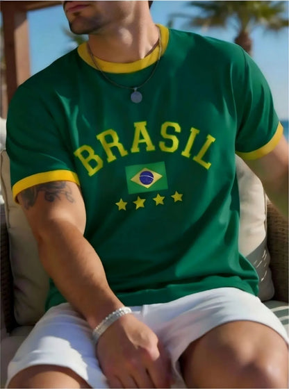 2026 New Brasil Print T-shirt For Men Women Brazilian Flag Tops Summer Casual Football Jersey Breathable Quick-Drying Sports Tee