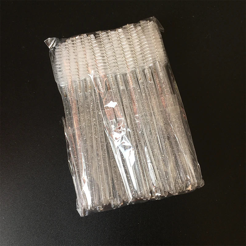 New style 50Pcs Disposable Crystal Eyelash Brush Eyelashes Lift Lifting Curler Eye Lash Extension Graft Brush Tool Accessories