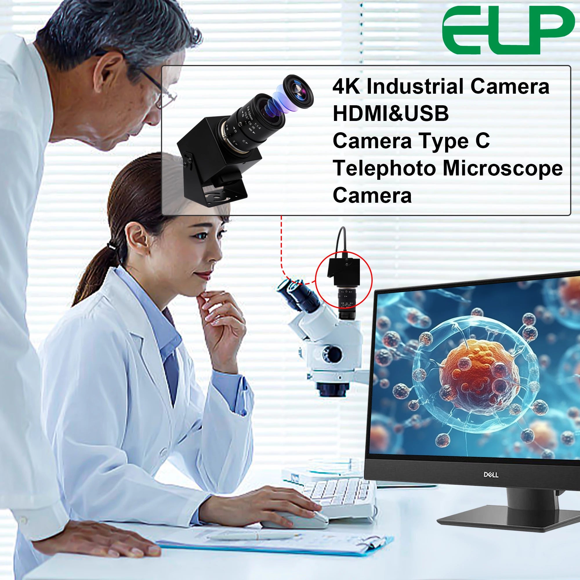 ELP 4K HDMI Camera H.264 Video Conference USB Camera with 2.8-12mm Manual Zoom Lens IMX415 Industrial CCTV Camera for Windows