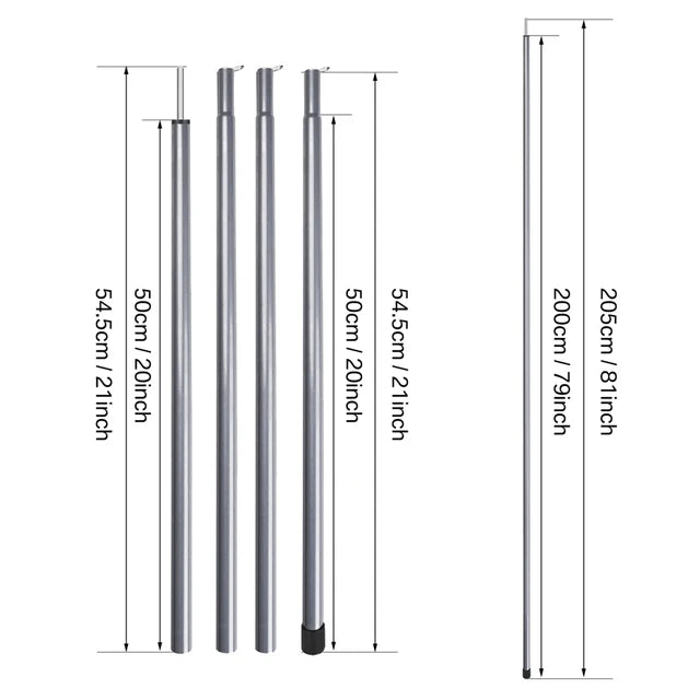Bastones de trekking telescópicos, ligeros, ajustables y plegables, para acampar, senderismo, con toldo, 2 m, juego de 2 