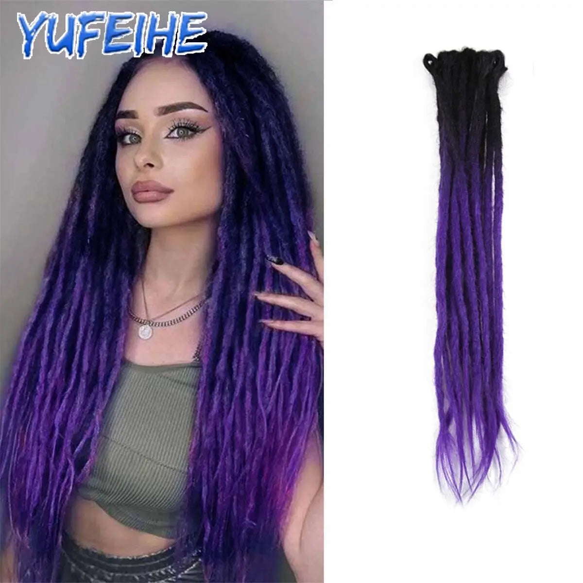 20 Polegada sintético 100% artesanal dreadlock extensões de cabelo fino crochê trançado cabelo backcombed dreads reggae estilo cabelo hippie