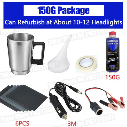 Kit de restauración de pulido de faros de coche de 12 V Herramienta para el cuidado de faros automotrices Restauración de faros de coche Líquido Restaurador de faros
