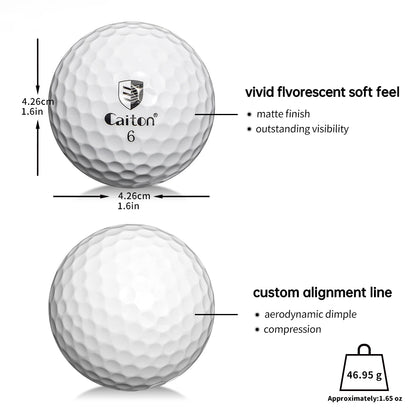 Caiton 50pcs 3-Layer Golf Balls - 332 Dimple, Max Distance, Spin Control, Durable, Accurate - Ideal for Training & Play