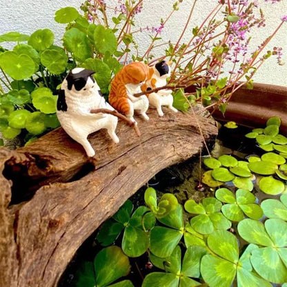 Fishing Cat Ornaments Fish Tank Landscaping Aquarium Decoration Mini Cat Statue Fish Tank Accessories Household Supplies