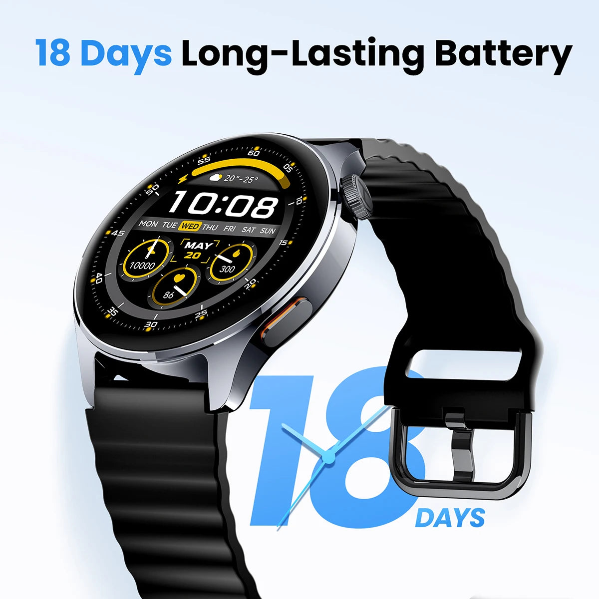 Smartwatch HAYLOU Watch 4S com GPS, tela AMOLED HD de 1,43", posicionamento GPS via 5 satélites e mais de 120 modos de treino – Relógio inteligente para esportes e fitness