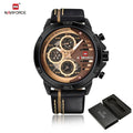 NAVIFORCE Men Watch Sport Man Wristwatch Top Brand Luxury Gold Military Date Week Genuine Leather Quartz Male Clock Gift 9110