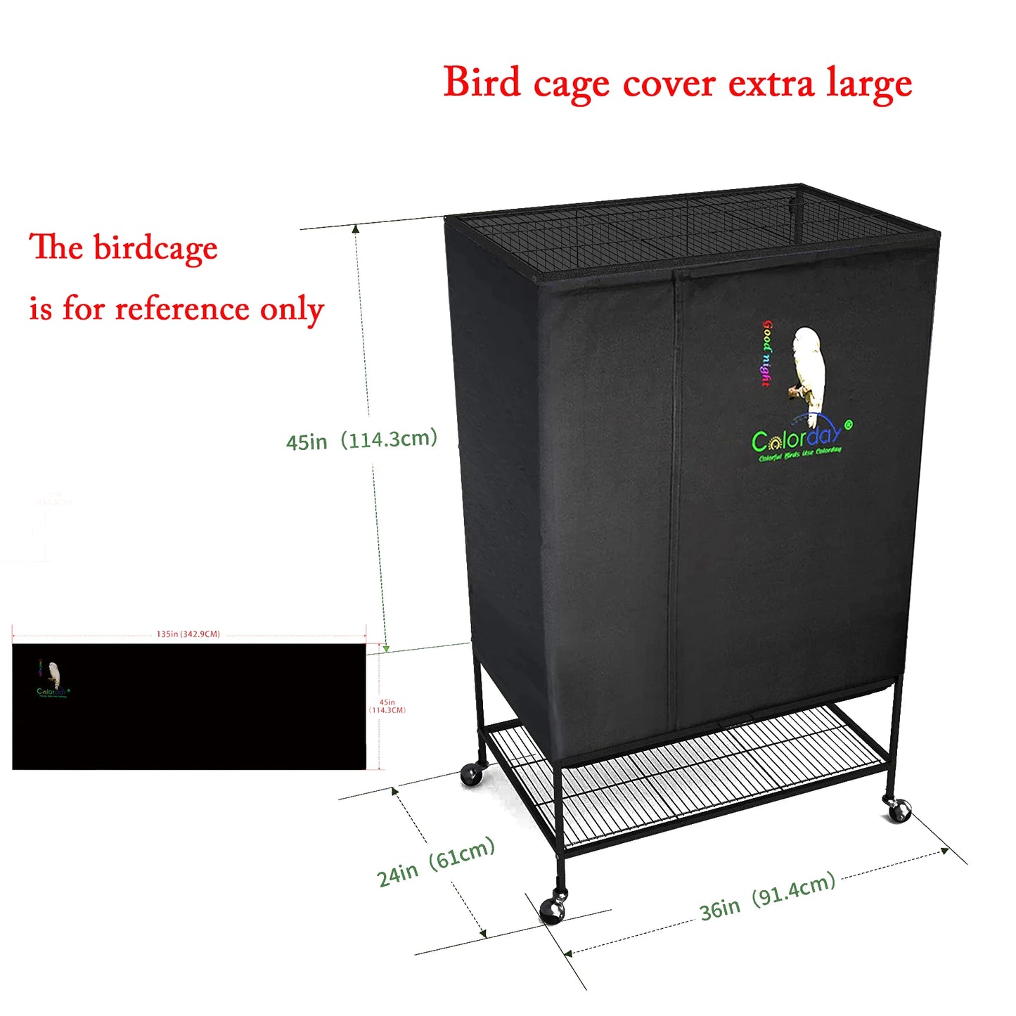 Black Bird Cage Shading Cover, Large Universal, Blackout, Breathable Parrot Cage, Good Night Covers