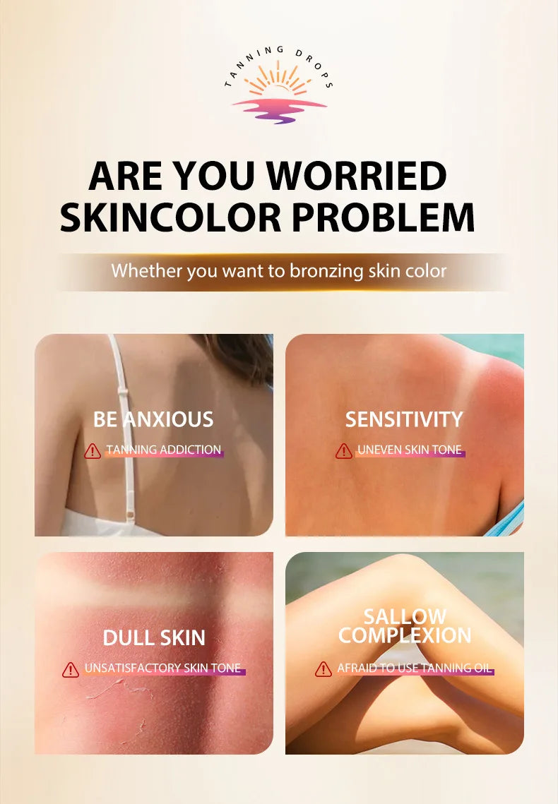 10ml Tanning Oil for Outdoor Beach Sunbathing, Body Tanning Essential Oil Drops, Natural Brown Tone, Formaldehyde-Free