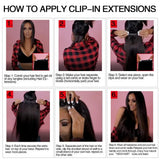 Aplique de cabelo Humano liso de tic tac Extensões Invisível