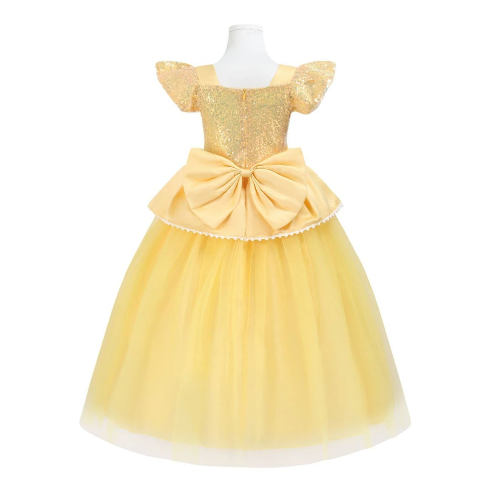 Children's Halloween Role Play Fairy Princess Belle Dress Xmas Carnival Masquerade Performance Birthday Party Fancy Girl Clothes