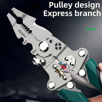 Wire Stripping Pliers Multi-Function Electrician Tool With Crimping Cutting and Wrench Features Foldable Design for Easy Storage