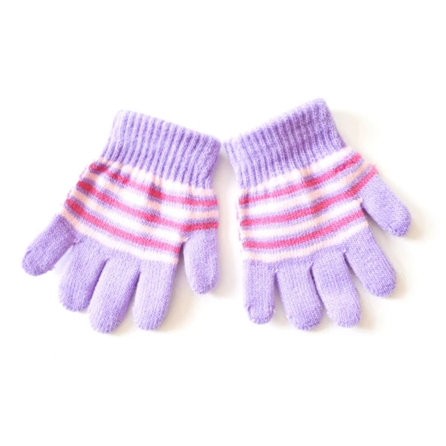 Guantes de invierno de punto a rayas para bebés, niños y niñas, de dedo completo, para exteriores, accesorios para niños de 1, 2, 3, 4 y 5 años 