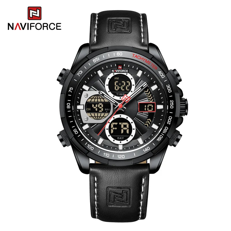 New NAVIFORCE Watches for Men Leather Men's Military Sport Waterproof Watch Quartz Wristwatch Chronograph Male Clock