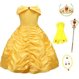 Girls Belle Dress Kids Ball Gown Princess Costume Beauty and Beast Children Christmas Birthday Carnival Party Cosplay Disguise