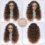 Black Brown Curly Wig Synthetic Lace Front Wigs For Women Blonde Orange Female Lace Wig 13X4.5X1 Cosplay Hair Daily Use