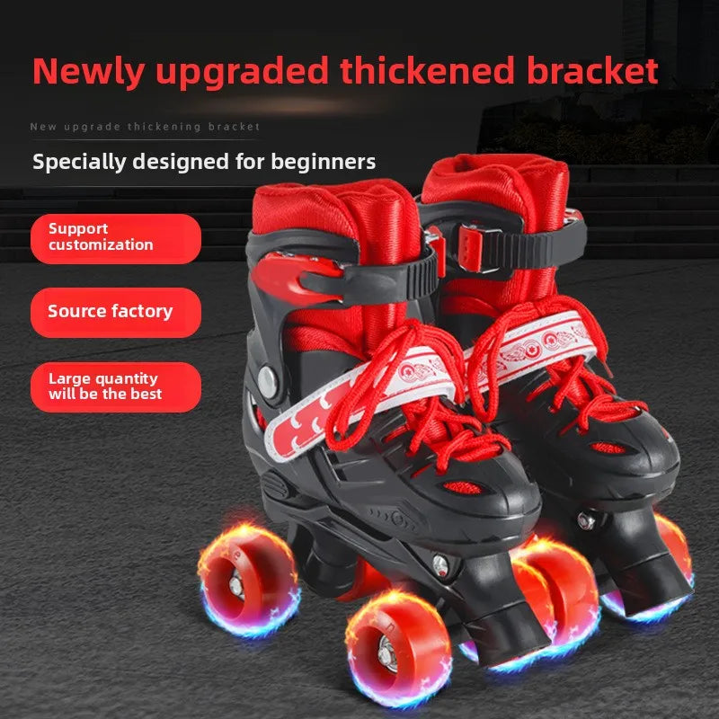 Children's New Flashing Double-Row Four-Wheel Shoes Boys and Girls Ice Skates Children's Roller Shoes