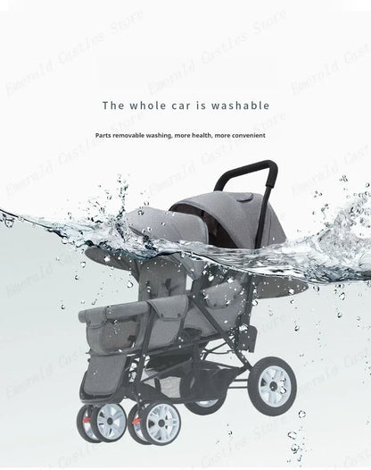EU STOCK Twin strollers Double kids two seats strollers foldable carriage wholesale baby stroller Front and rear seats
