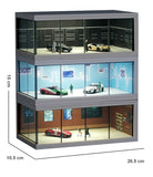 1/64 Simulated Alloy Car Model Showroom for Boy Miniature Acrylic Parking Lot Car Display Stand with Lights Kids Collection Toys