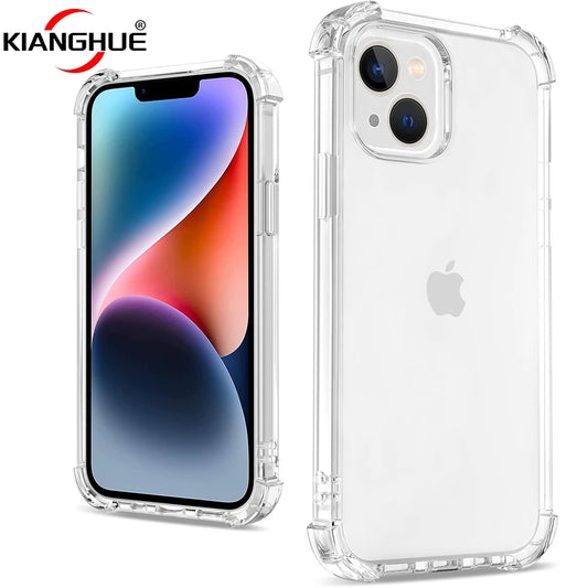 Funda a prueba de golpes para iPhone 15, 14, 13, 12, 11 Pro Max, funda ultrafina de silicona suave y transparente para Apple 13, 12 Mini, 15, 14 Plus, funda 11