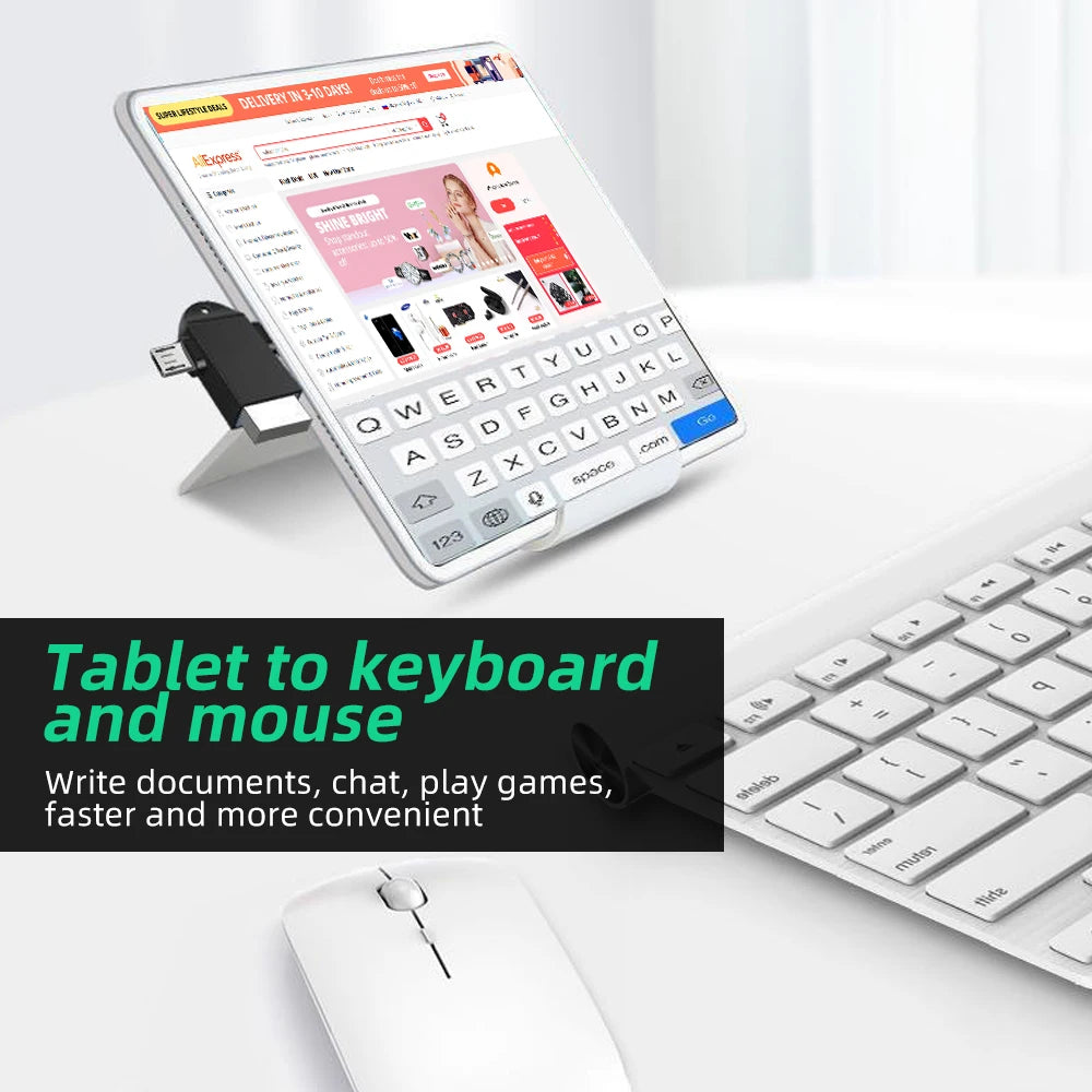 OTG Type C Adapter 2 in 1 Micro Usb to USB C Adapter Mobile Phone Flash Drive Reader Mouse Connector USB Cable Converter