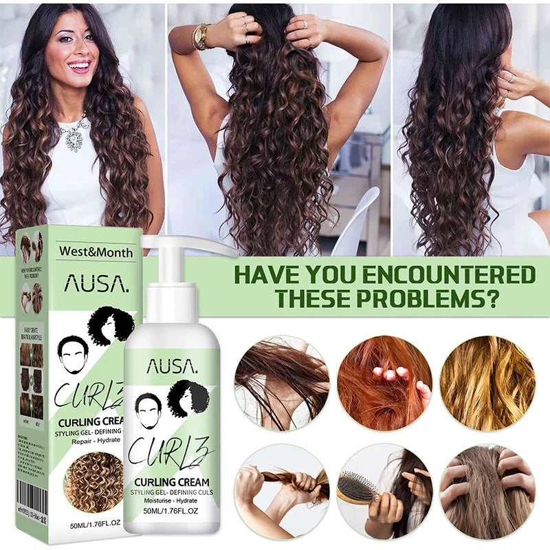 Crema para rizar el cabello de 50 ml, previene la rotura, antifrizz, elasticidad, loción potenciadora, moldeadora, suave, hidratante, cuidado del cabello