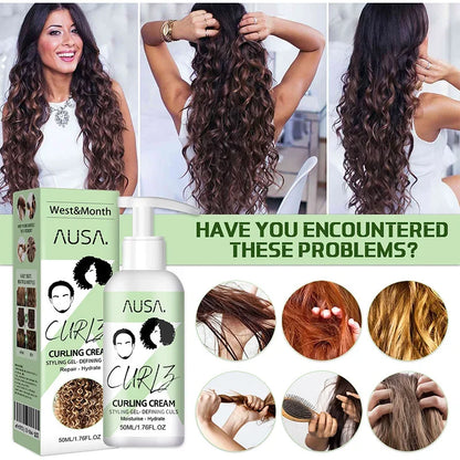 Crema para rizar el cabello de 50 ml, previene la rotura, antifrizz, elasticidad, loción potenciadora, moldeadora, suave, hidratante, cuidado del cabello