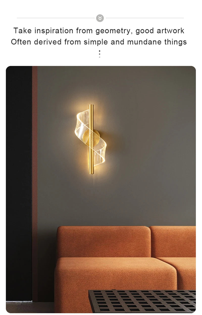Lámpara colgante nórdica de espiral LED para mesita de noche, iluminación interior, dormitorio, sala de estar, decoración del hogar, luz acrílica moderna