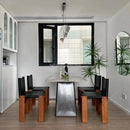 Medieval monk chair home solid wood dining chair designer homestay industrial wind wabi-Sabi oil wax leather back