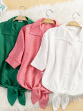 2025 New Women's Tops Fashion Women Summer Chiffon Blouse Short Sleeve Casual Shirt White Ropa Mujer Blusas Feminino