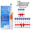 Cepillo de dientes eléctrico Oral B para adultos, recargable, con rotación, blanqueamiento 3D y cabezales de regalo.