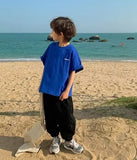 Camiseta de manga corta de verano para niños, Top de cuello redondo para niños pequeños y medianos, moda informal versátil de media manga