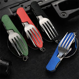 Juego de utensilios plegables para acampar: combinación multifuncional de cuchillo, tenedor y cuchara para actividades al aire libre y deportes, Camping, Picnic y viajes
