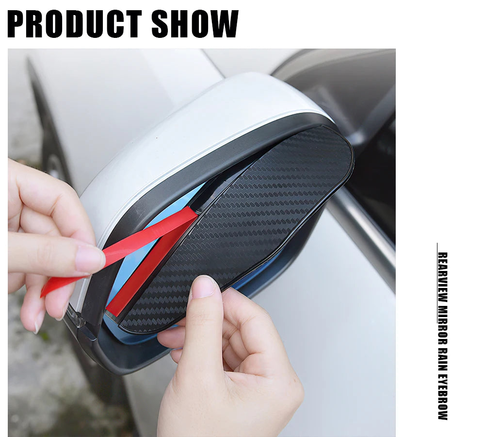 2Pcs Car Rearview Mirror Rain Eyebrow Rain Shield Snow Guard Sun Visor Auto Rear View Shade Protector Rainproof Blades Sticker