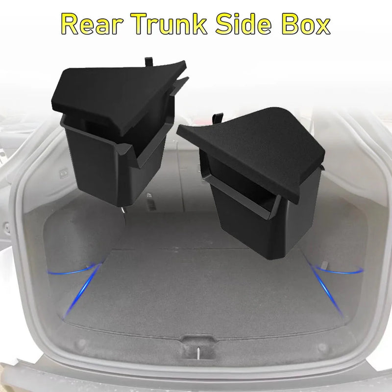 USVOTOV Trunk Organizer for Tesla Model Y Juniper Launch Refresh 2025 Rear Trunk Storage Bins Side Box Organiser TPE Accessories