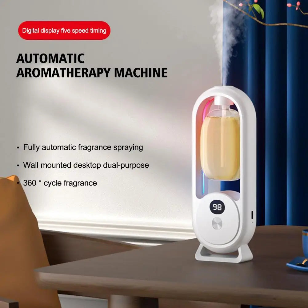 Automatic Fragrance Diffuser, USB Powered Essential Oil Diffuser with Spraying & Light, Home Fragrance for Living Room, Bedroom