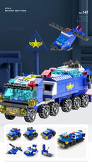 6IN1 Building Blocks City Fire Car Police Truck Engineering Crane Tank Helicopter Bricks Set Toys for Children Kids