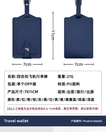 New Airplane Buckle Anti Lost Luggage Tags Thickened Flip Cover Luggage Tag Boarding Pass Suitcase Label Name ID Address Lable