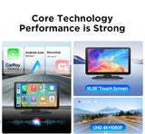 Junsun 9 inch Car DVR 4K Dash Cam Wireless Carplay for Apple Android Auto Dual Lens Video Recorder Dashboard Monitor FM BT AUX